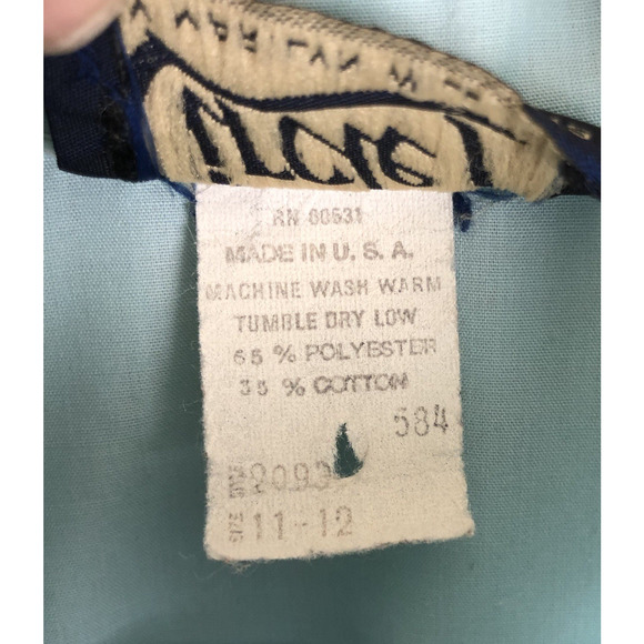 VTG CIRCLE T Western Ruffle Snap Shirt Sz 11 36" Bust Blue Long Puff Sleeve USA - Picture 4 of 9